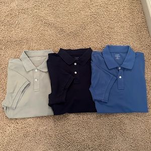 lot of three J.Crew untucked flex pique polos. Size L